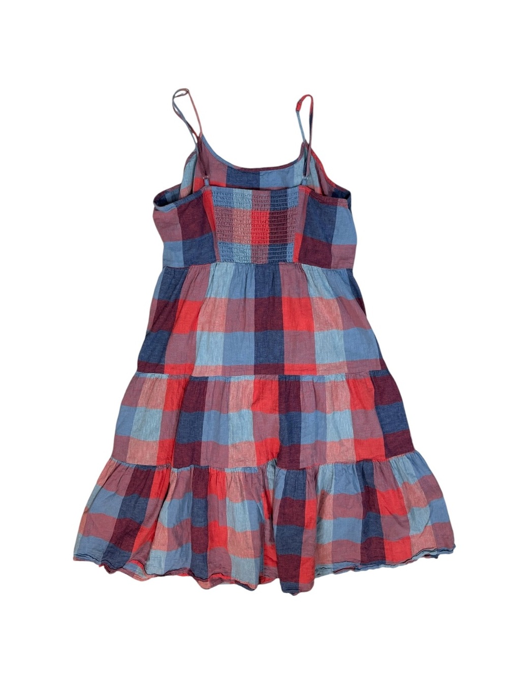 BeachLunchLounge Plaid Linen Cotton Tiered Midi Dress Size XXL Boho - Picture 6 of 8